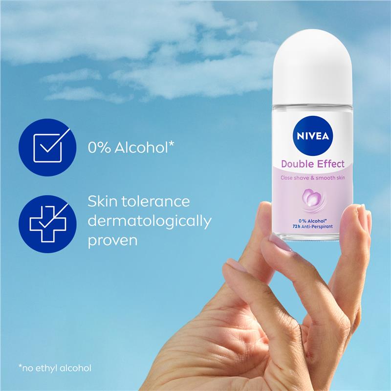 NIVEA Double Effect 72H Roll-On Deodorant with Avocado Extract, 50ml