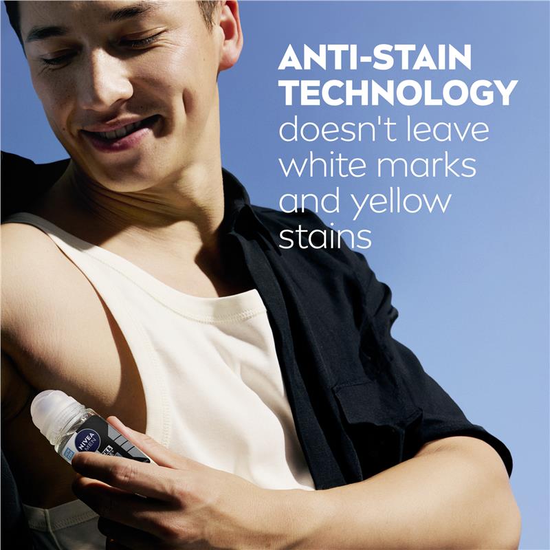 NIVEA Men Black & White Anti-Stain Roll-On Deodorant 72H, 50ml