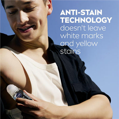 NIVEA Men Black & White Anti-Stain Roll-On Deodorant 72H, 50ml