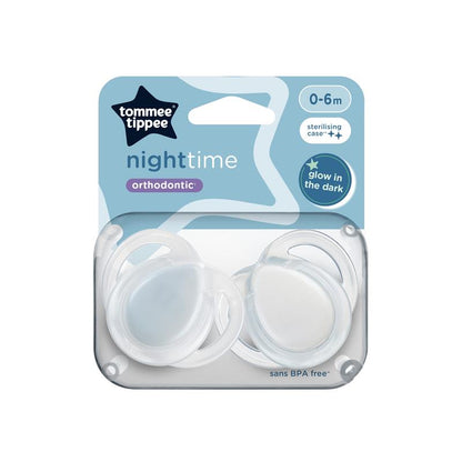 Tommee Tippee Night Time Soothers (0-6M) - Pack of 2 with Steriliser Box-Auzzi Store