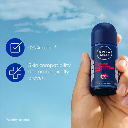 NIVEA MEN Intense Protection Sport Roll-On Deodorant 50ml - 72H Protection-Auzzi Store