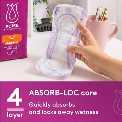 Poise Regular Pads for Bladder Leakage & Menstruation, 16 Pads