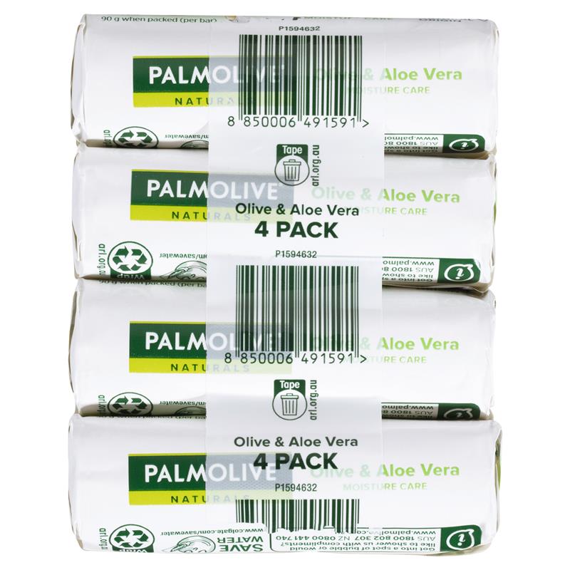Palmolive Naturals Olive & Aloe Vera Moisture Care Bar Soap 4x90g
