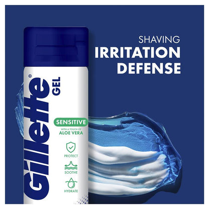 Gillette Men’s Sensitive Skin Soothing Shave Gel with Aloe Vera - 195g