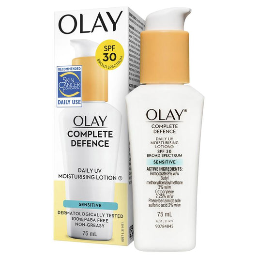 Olay Complete Defence Daily UV Moisturising Lotion SPF 30 75mL - Sensitive Skin Formula-Auzzi Store