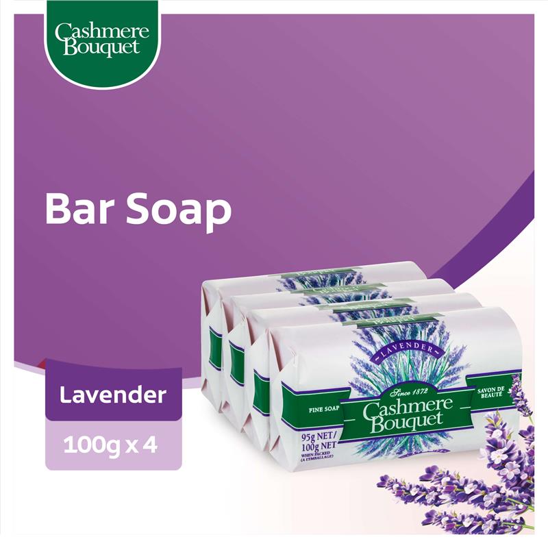 Cashmere Bouquet Lavender Bar Soap, 4 Pack 100g – Gentle Cleansing