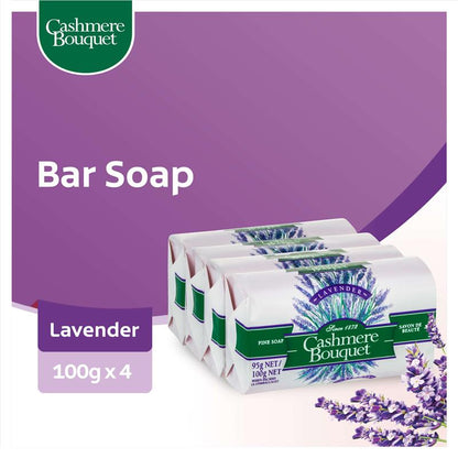 Cashmere Bouquet Lavender Bar Soap, 4 Pack 100g – Gentle Cleansing