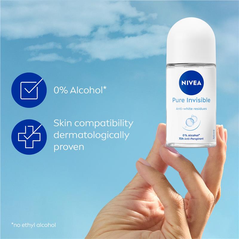 NIVEA Pure Invisible 72H Anti-Residue Roll-On Deodorant 50ml