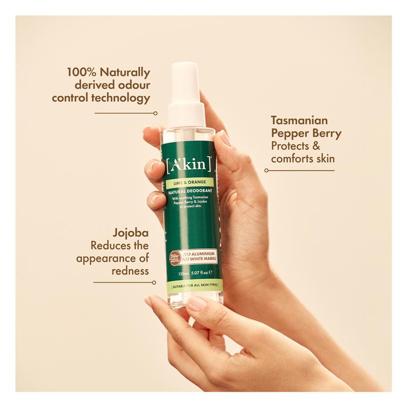 Akin Lime & Orange Natural Deodorant Spray 150ml