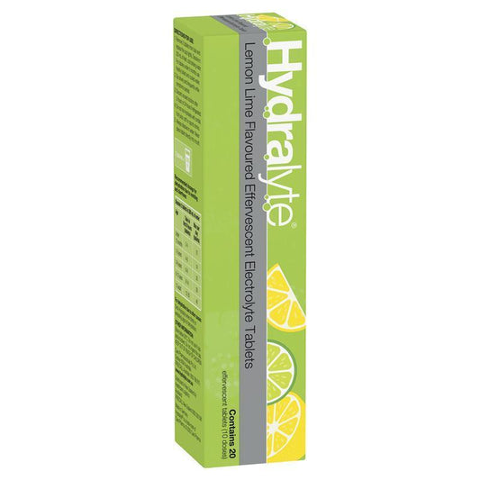 Hydralyte Effervescent Lemon Lime Electrolyte Tablets - 20 Pack - Auzzistore
