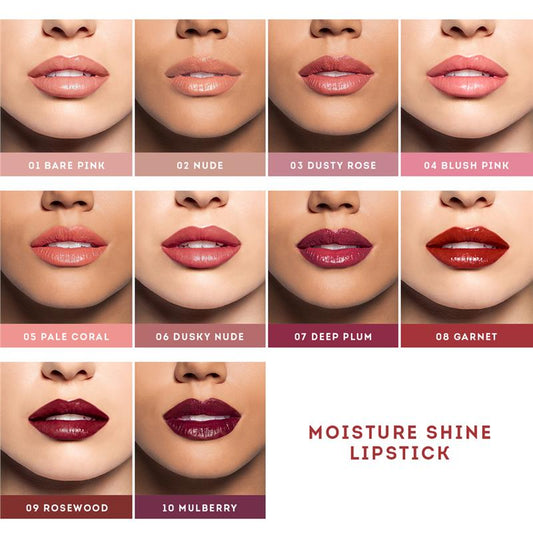 Nude by Nature Moisture Shine Lipstick 08 Garnet - Vibrant Color & Hydration - Auzzi Store