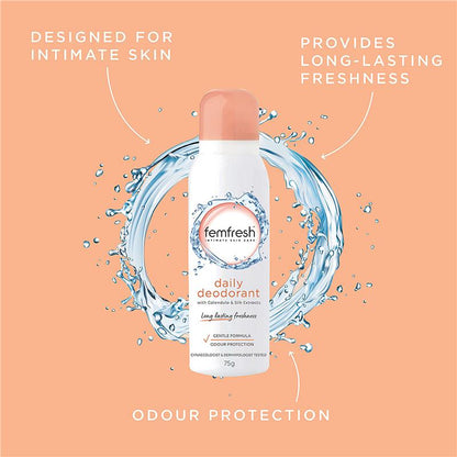 Femfresh 75g Hypoallergenic Deodorant Spray with Calendula & Silk, 8hr Protection