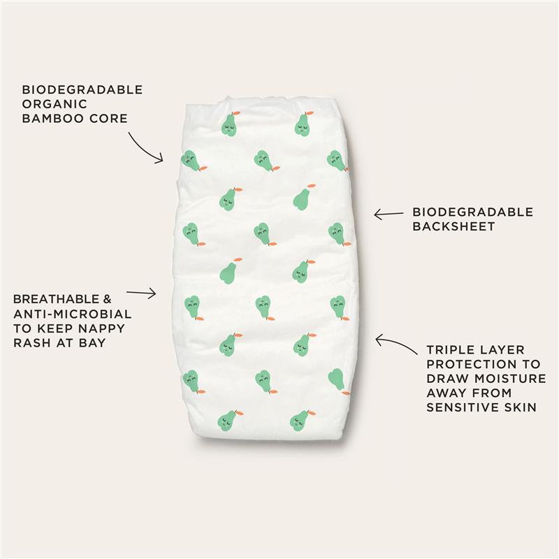 Tooshies Eco Nappies with Organic Bamboo Size 1 Newborn 3-5kg, 52 Pack - Soft & Hypoallergenic