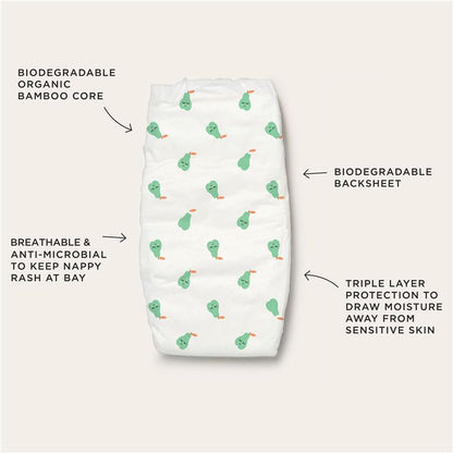 Tooshies Eco Nappies with Organic Bamboo Size 1 Newborn 3-5kg, 52 Pack - Soft & Hypoallergenic