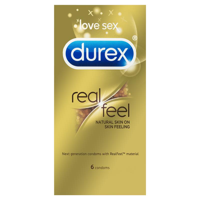 Durex RealFeel Polyisoprene Condoms - 6 Pack, Non-Latex, Natural Feel