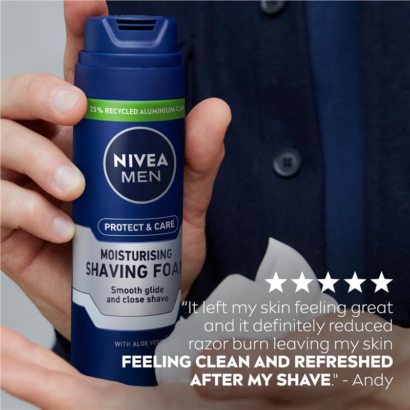 NIVEA MEN Shaving Foam Moisturizing with Aloe Vera & Ultra Glide, 200ml