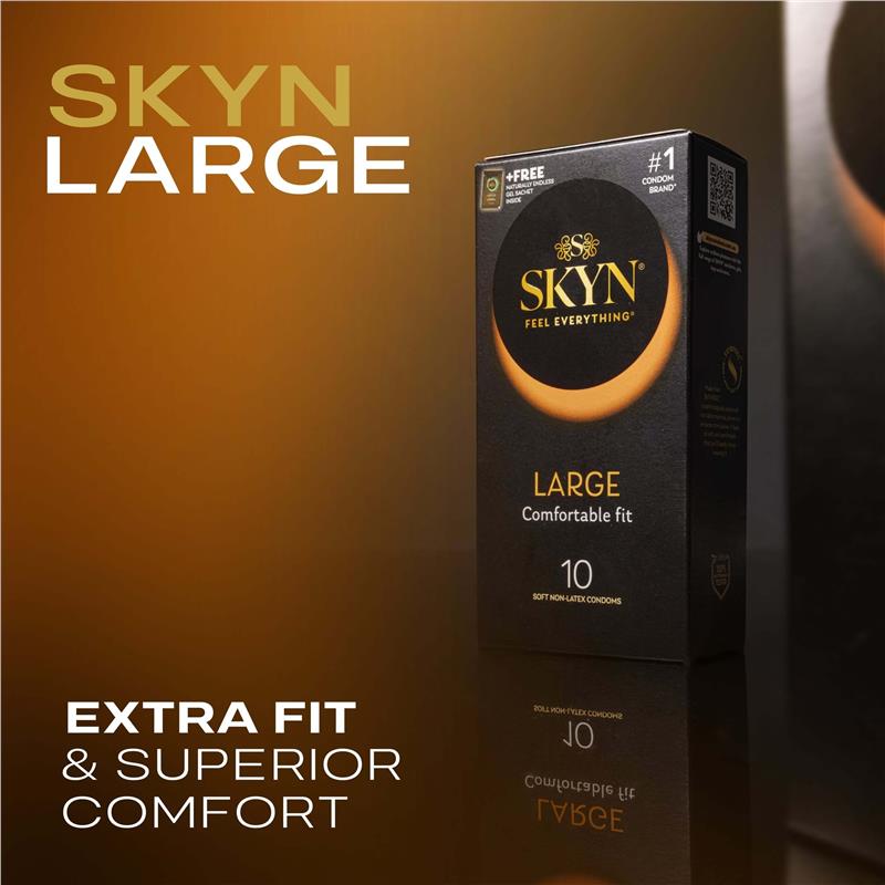 SKYN Large Non-Latex Condoms 10 Pack – Ultra Smooth Polyisoprene