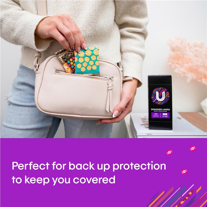 U by Kotex Designer Protect Liners – 30 Liners, Breathable & Absorbent