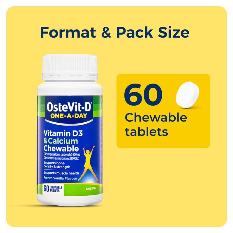 OsteVit-D Vitamin D3 & Calcium Chewable Tablets - 60 Count-Auzzi Store