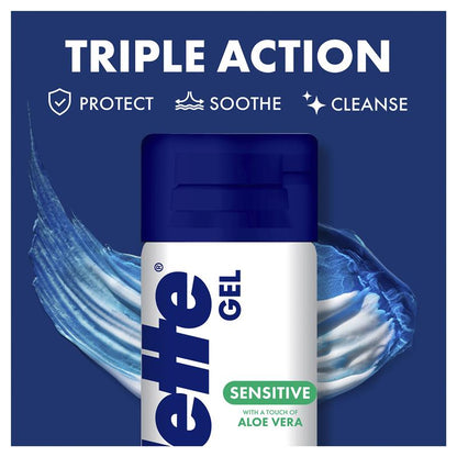 Gillette Men’s Sensitive Skin Soothing Shave Gel with Aloe Vera - 195g