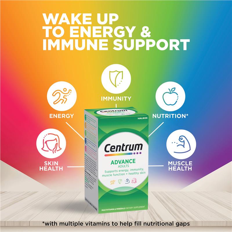 Centrum Advance Multivitamin, 100 Tablets - Supports Energy, Immunity, Skin & Muscle