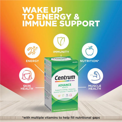 Centrum Advance Multivitamin, 100 Tablets - Supports Energy, Immunity, Skin & Muscle