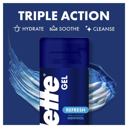Gillette Refresh Shaving Gel with Menthol 195g – Soothes & Protects