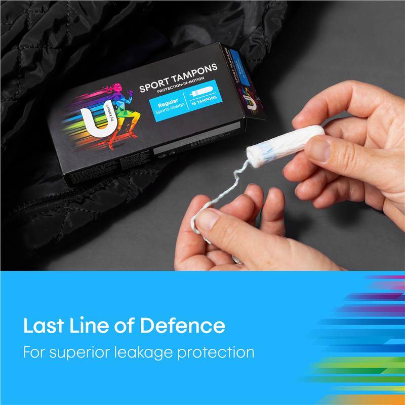 U By Kotex Sport Regular Tampons 16-tempons, 11g Absorbency with Gym Pouch