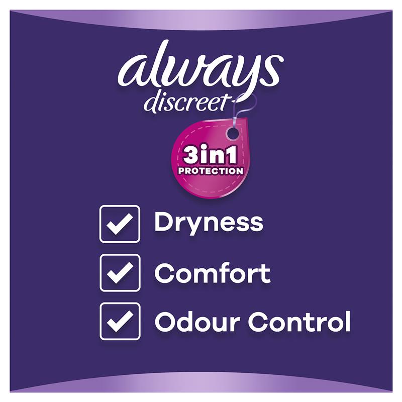 Always Discreet Level 3 Incontinence Liners with Odour Control, 24 liners