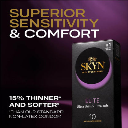 SKYN Elite Ultra Thin Non-Latex Condoms, 10 Pack