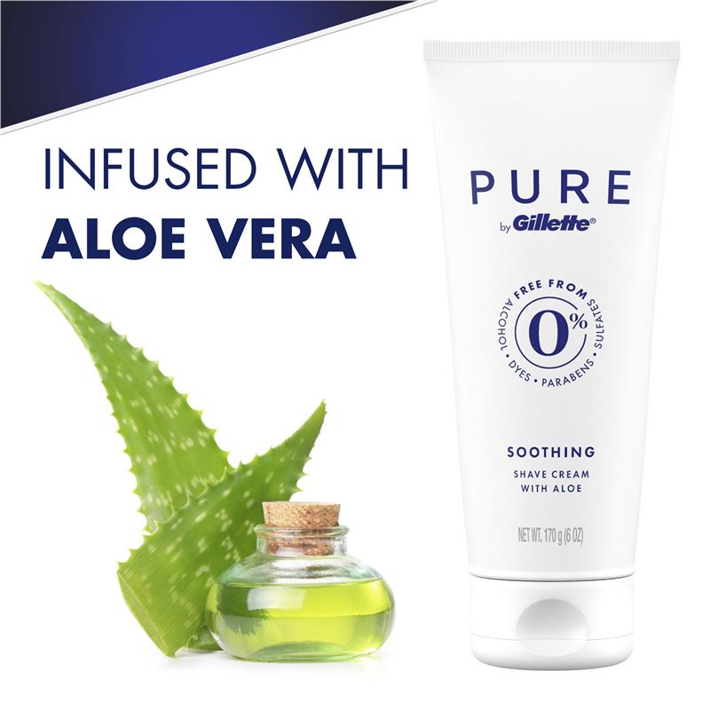 Gillette Pure Shave Cream for Men, 170g – Aloe Infused, Sensitive Skin