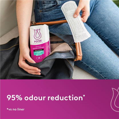 Poise Charcoal Light Bladder Protection Liners, Odor Control, 22-Pads