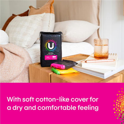 U by Kotex Super Extra Wing Pads, 14-Pads, Leak-Proof