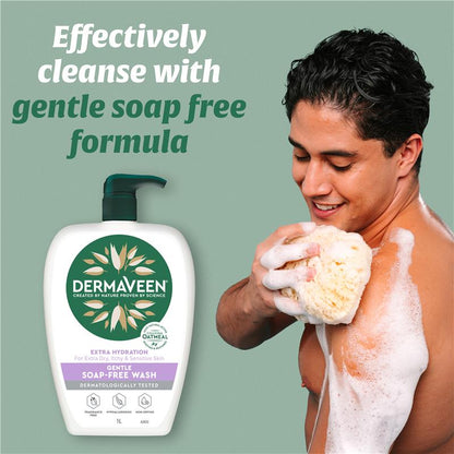 DermaVeen Fragrance-Free Soap-Free Wash for Dry, Sensitive Skin 1L