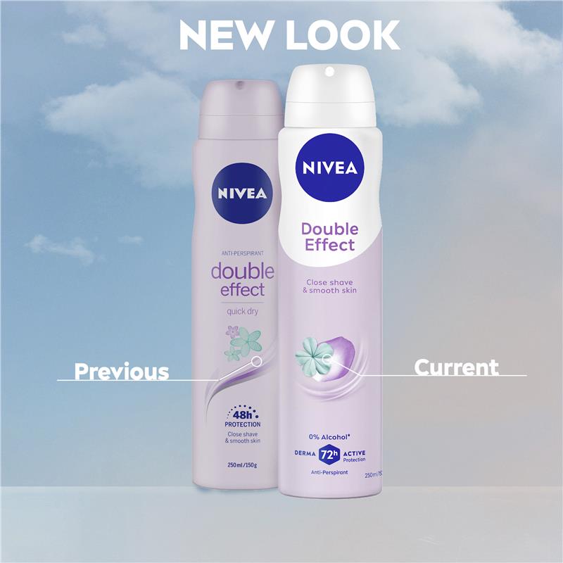NIVEA Double Effect Avocado Deodorant Aerosol, 72H Protection, 250ml