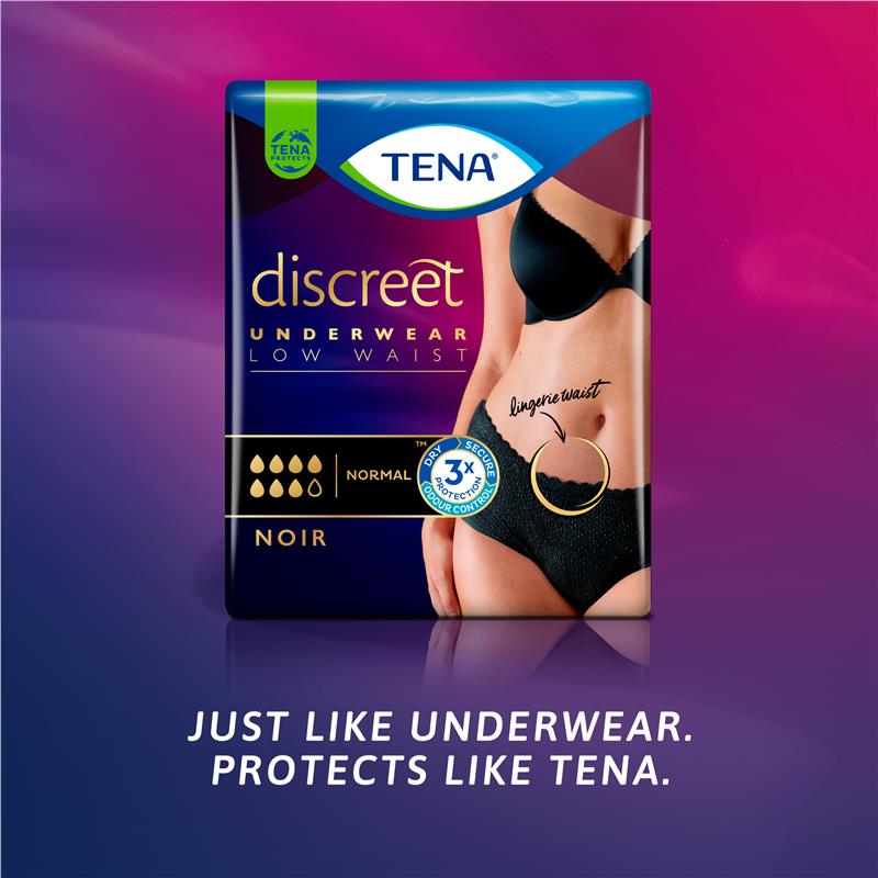 TENA Discreet Women's Incontinence Underwear Black Large 9 Pants