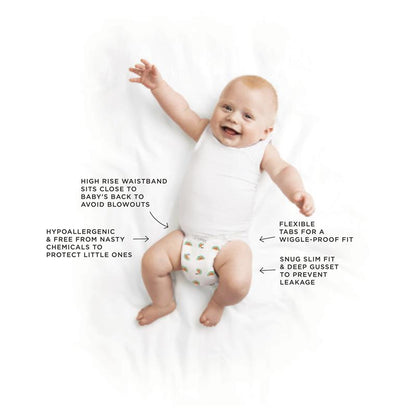 Tooshies Eco Nappies with Organic Bamboo Size 2 Infant (4-8kg) - 48 Pack