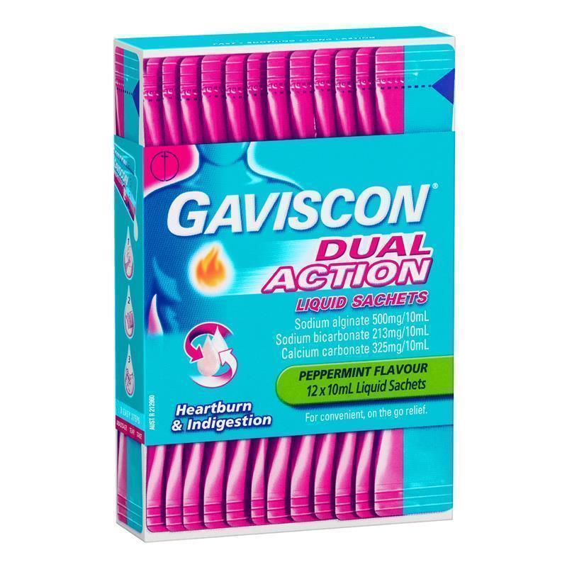 Gaviscon Dual Action Liquid Sachets - Peppermint, 12 Pack - Auzzi Store