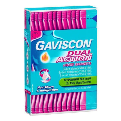 Gaviscon Dual Action Liquid Sachets - Peppermint, 12 Pack - Auzzi Store