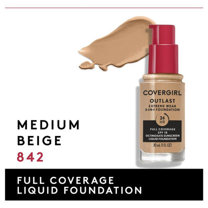 Covergirl Outlast Extreme Wear Foundation 842 Medium Beige 30ml