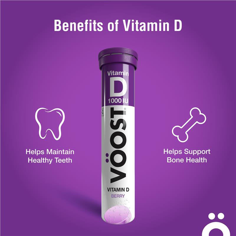 Voost Vitamin D Effervescent Tablets – 20 Berry, Bone & Immune Support