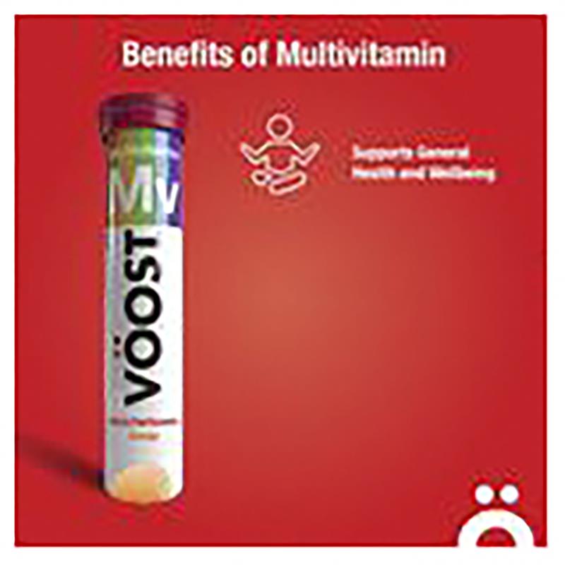 Voost Orange Multivitamin Effervescent Tablets for Adults, 20 Pack