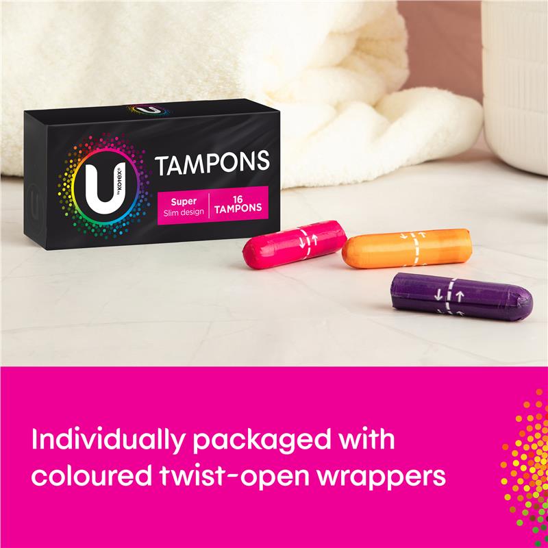 U by Kotex Super Slim Tampons 32-Tempons for Heavy Flow Protection