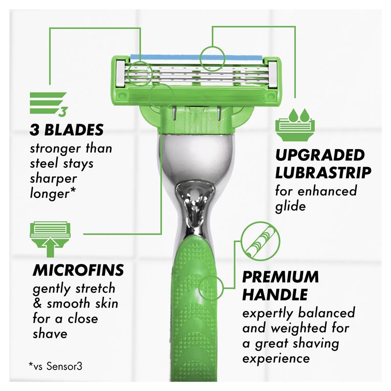 Gillette Mach3 Sensitive Razor 1-Pack, Extra Lubricating Strip, Ergonomic Handle