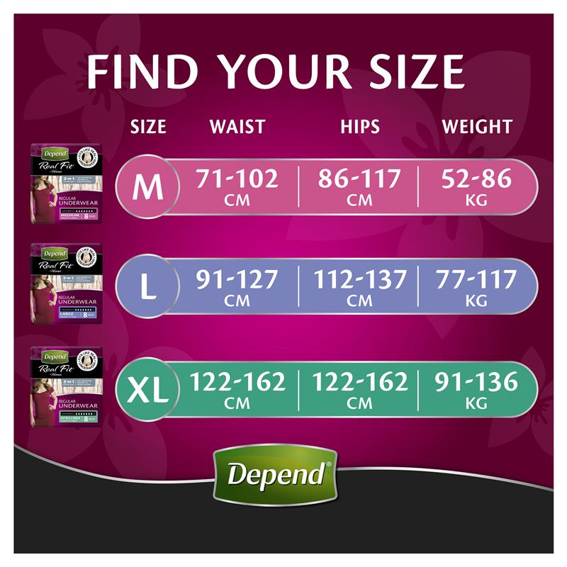Depend Real Fit Underwear for Women - Large - 8 Pack-Auzzi Store