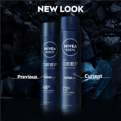NIVEA MEN Deep Darkwood Aerosol Deodorant, 72H Protection, 250ml