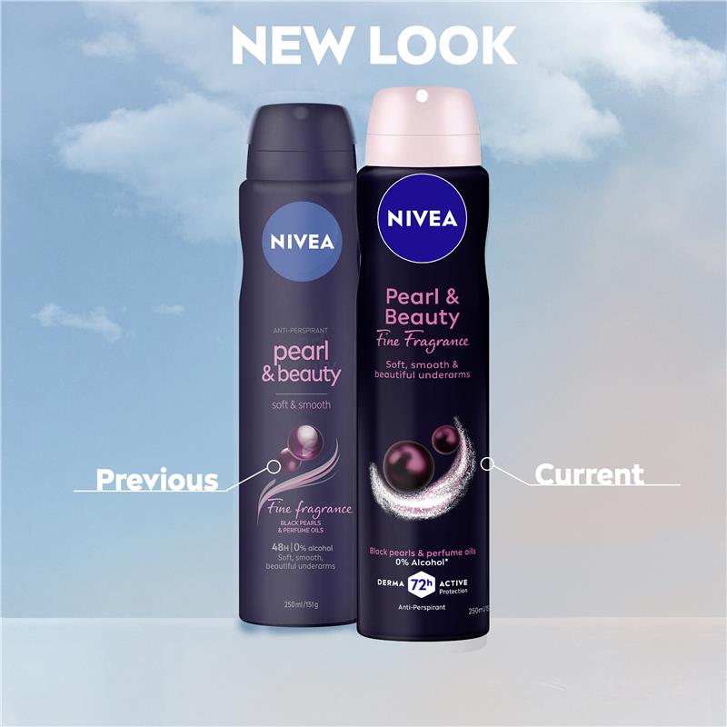 NIVEA Pearl & Beauty Deodorant Aerosol, Black Pearls, 72H Protection, 250ml