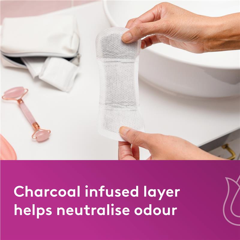 Poise Charcoal Light Bladder Protection Liners, Odor Control, 22-Pads