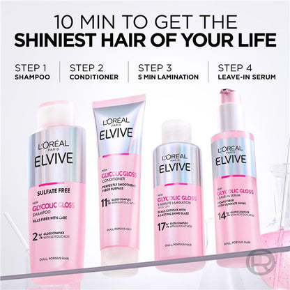 L'Oreal Paris Elvive Glycolic Gloss Shampoo 200ml - At-Home Hair Glossing Treatment