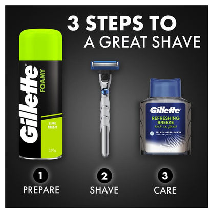 Gillette Sensitive Shave Foam Lemon Lime 333g Value Pack with Aloe Vera